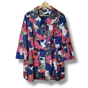 Eden Court Floral Jacket Size XL 3/4 Pleated Bell Sleeve